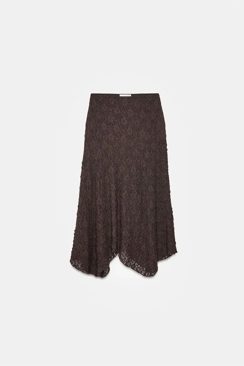 Dilvin Black DILVIN High-Waist Lace A-Line Midi Skirt for Women | Best Price UAE