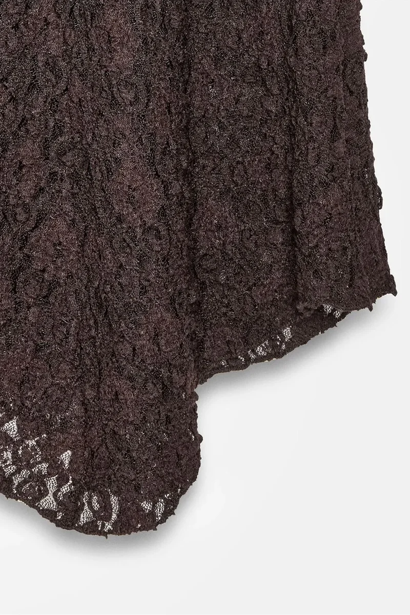 Dilvin Black DILVIN High-Waist Lace A-Line Midi Skirt for Women | Best Price UAE