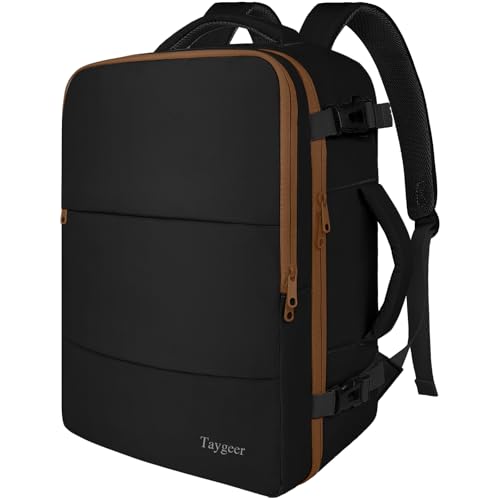 Taygeer Backpack for Women, Carry on Backpack with Laptop Compartment & Shoe Pouch, 35l Travel Laptop Mochila Carry On Luggage, Airline Approved Personal Item Bag For Weekender Gym Hiking, Black Khaki - Image 1