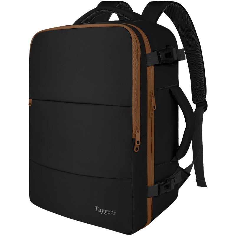 Taygeer Backpack for Women, Carry on Backpack with Laptop Compartment & Shoe Pouch, 35l Travel Laptop Mochila Carry On Luggage, Airline Approved Personal Item Bag For Weekender Gym Hiking, Black Khaki - Image 4