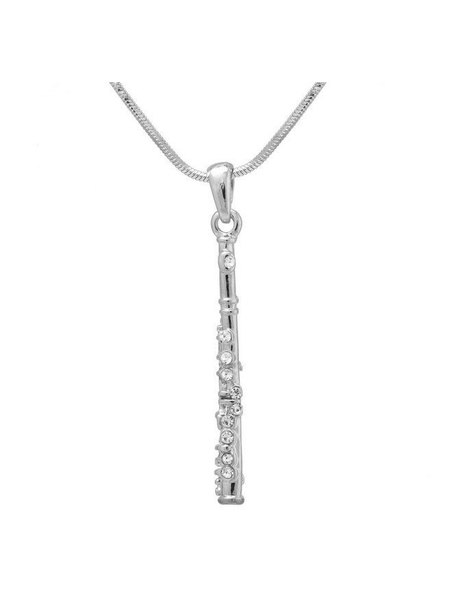SpinningDaisy Silver Plated Woodwinds Musical Instrument Necklace (Flute) - Image 1
