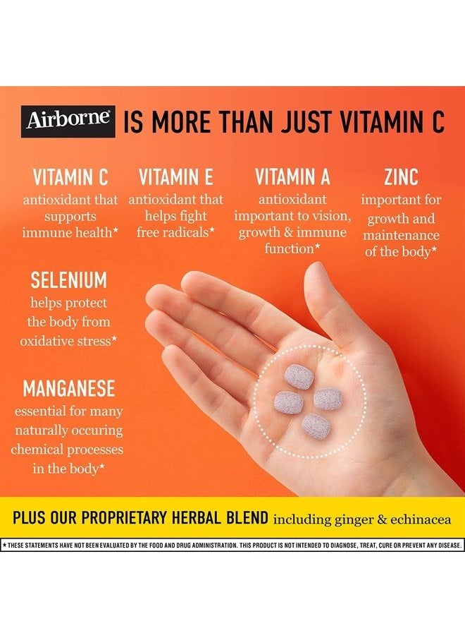 Airborne 1000mg Vitamin C with Zinc, Immune Support Supplement with Powerful Antioxidants Vitamins A C & E - 116 Chewable Tablets, Very Berry Flavor  - Image 2