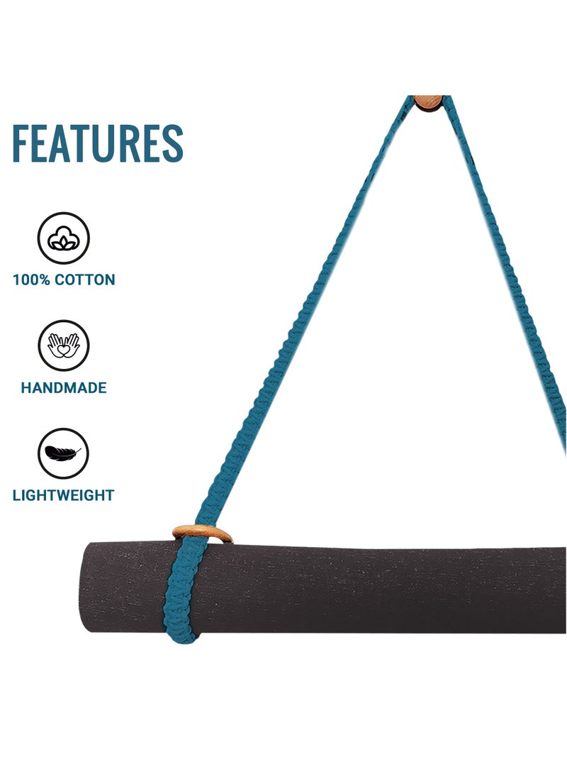 PowerMax Fitness PowerMax Fitness 100% Cotton Macramé Boho style Hand Woven Yoga Mat Carrying Strap, Multi-Purpose Strap/Carrier for Your Yoga Mat, Exercise Mat and beach blanket - Image 3