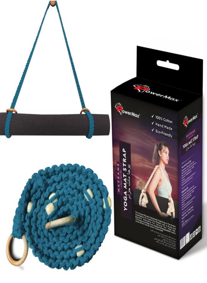 PowerMax Fitness PowerMax Fitness 100% Cotton Macramé Boho style Hand Woven Yoga Mat Carrying Strap, Multi-Purpose Strap/Carrier for Your Yoga Mat, Exercise Mat and beach blanket  - Image 1