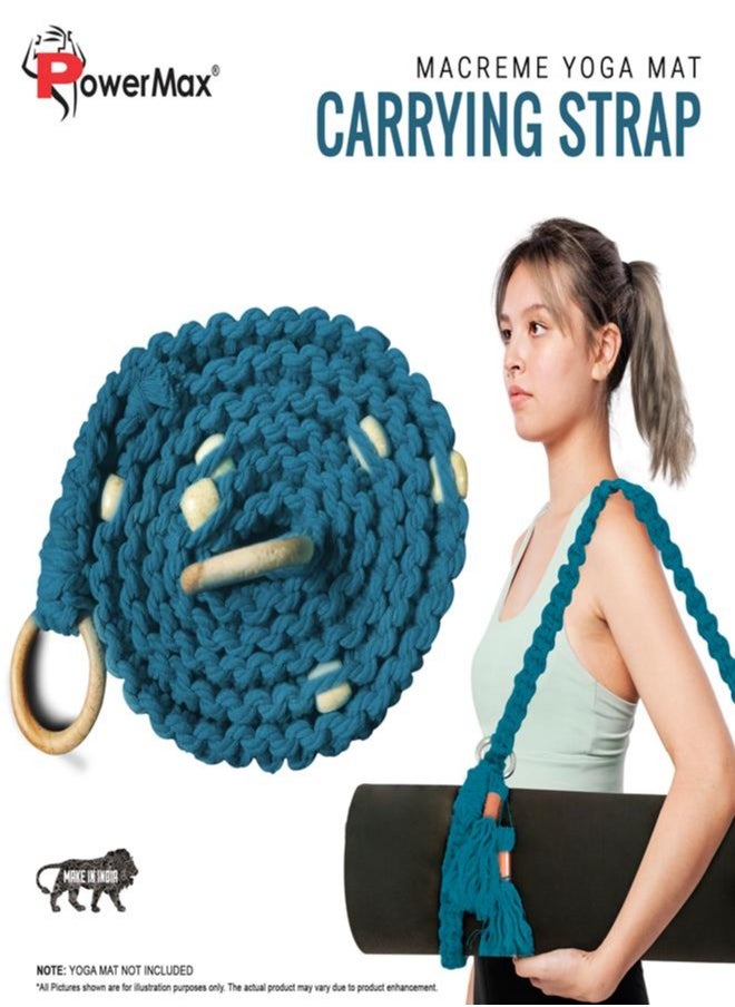 PowerMax Fitness PowerMax Fitness 100% Cotton Macramé Boho style Hand Woven Yoga Mat Carrying Strap, Multi-Purpose Strap/Carrier for Your Yoga Mat, Exercise Mat and beach blanket  - Image 2