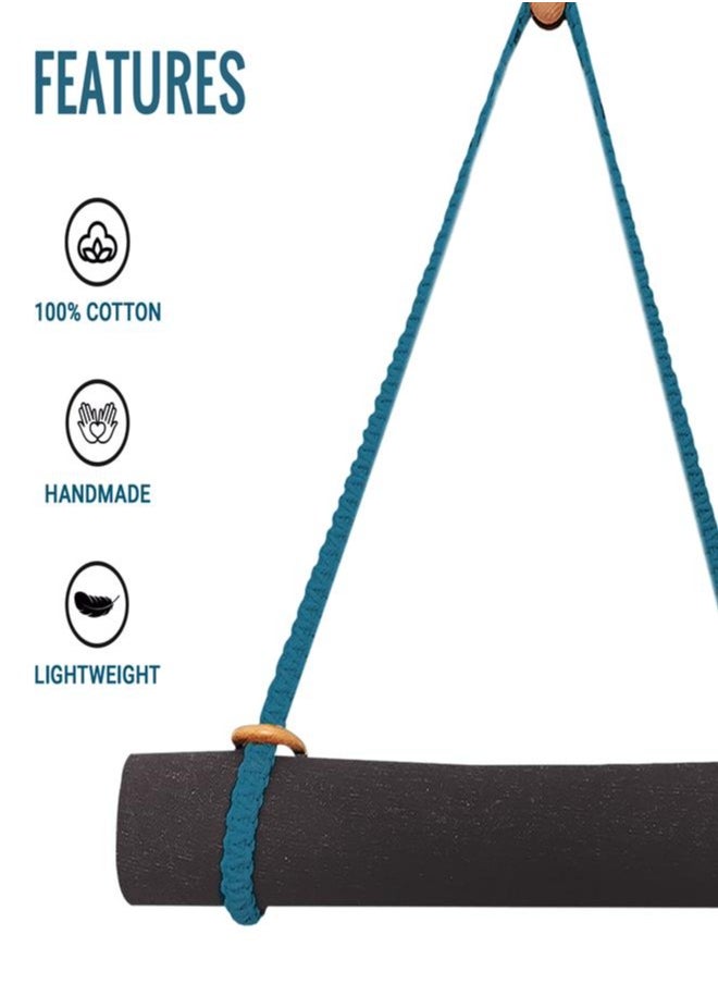 PowerMax Fitness PowerMax Fitness 100% Cotton Macramé Boho style Hand Woven Yoga Mat Carrying Strap, Multi-Purpose Strap/Carrier for Your Yoga Mat, Exercise Mat and beach blanket  - Image 3