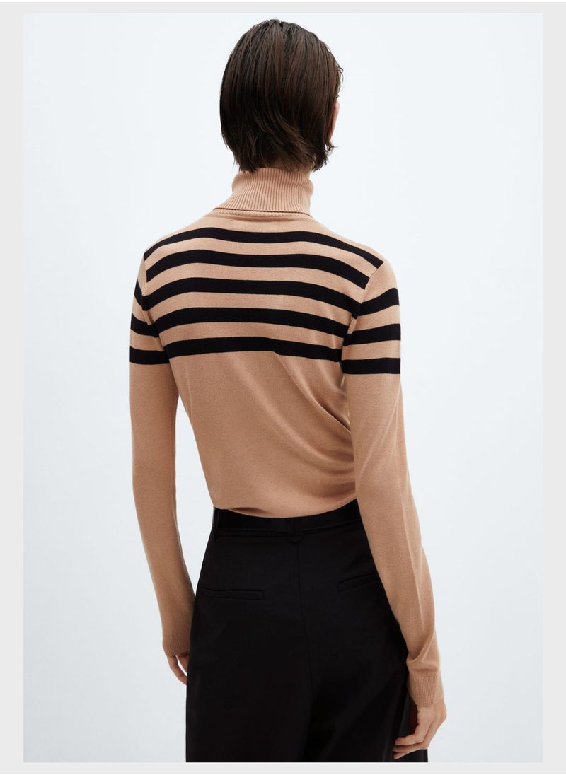 MANGO - Turtle Neck Strip Sweater - Image 1