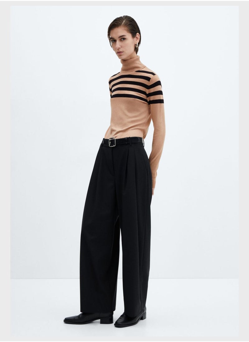 MANGO - Turtle Neck Strip Sweater - Image 1