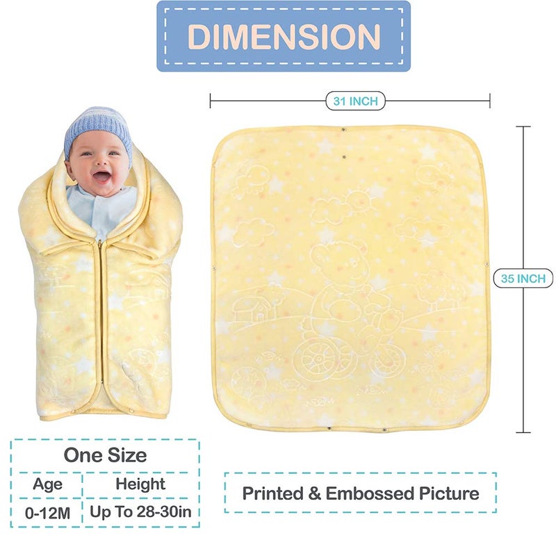 JOIE BEAN Swaddle Blanket for Baby Newborn Girl Boy, Wearable Fleece Infant Sleep Sack Blanket, Soft Fuzzy Warm Baby Crib Swaddle Wrap Blanket or 0-3 Months, 3-6 Months, Yellow - Image 5