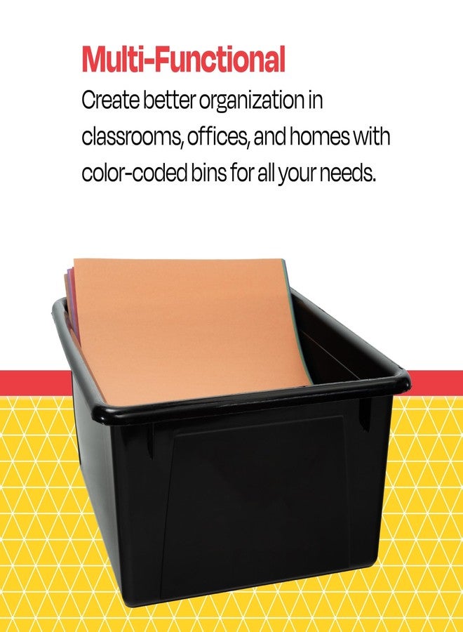 Storex School Smart Sturdy Plastic Storage Tray, Multifunctional Design for Classroom, Home, and More, Letter Size, Black - Image 5