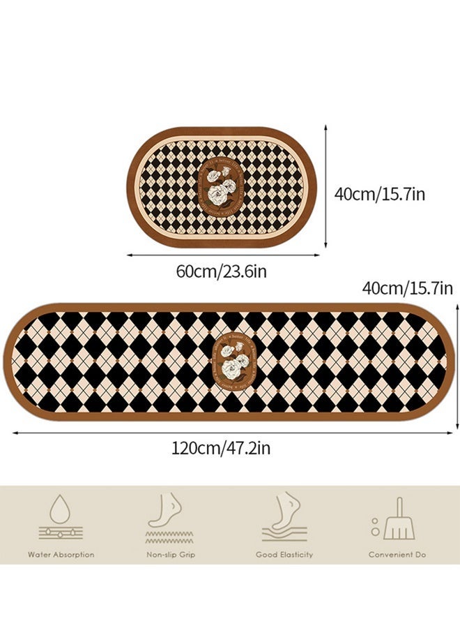 Aissiora 2 PCS Diatomaceous earth floor mat, kitchen mat, super soft absorbent bathroom mat, entrance doormat, non-slip quick-drying mat, toilet mat - Image 2