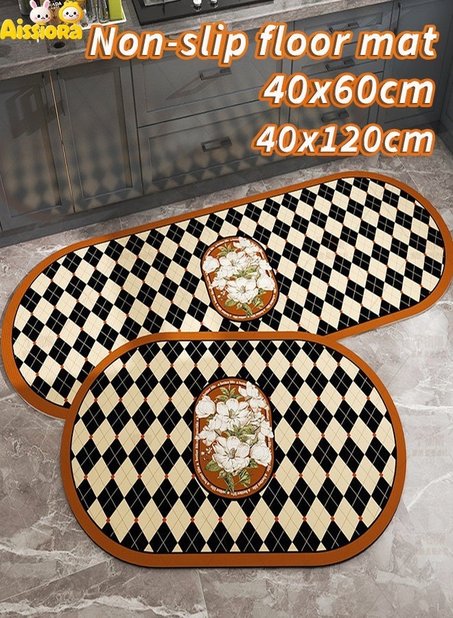 Aissiora 2 PCS Diatomaceous earth floor mat, kitchen mat, super soft absorbent bathroom mat, entrance doormat, non-slip quick-drying mat, toilet mat - Image 1