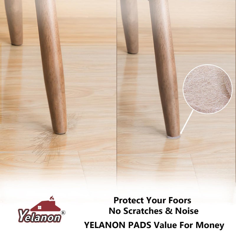 Yelanon Felt Furniture Pads For Hardwood Floors -24 Pcs 2.5"" Premium Felt Pads For Chair Legs, Floor Protectors For Furniture, Beige - Image 4