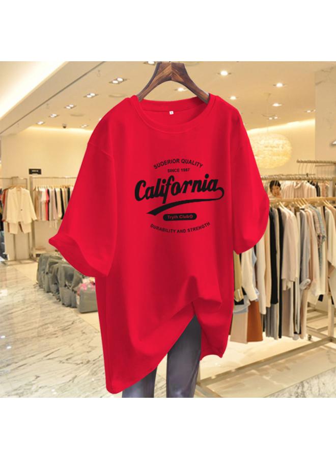 VUELO Casual Mid-length Short-sleeved T-shirt Women's Summer New Loose Slimming Letter Printed Half-sleeved Top 