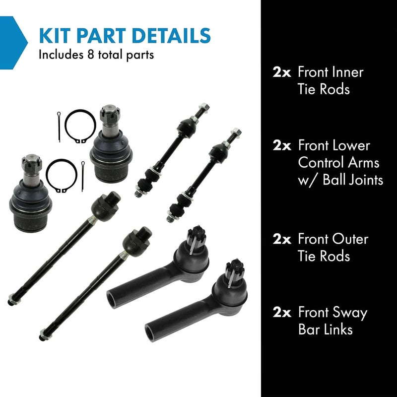 TRQ Front Steering & Suspension Kit Ball Joint Sway Bar Stabilizer Link Tie Rod Compatible with 2006-2008 Dodge Ram 1500 2003-2010 Ram 2500 Ram 3500 - Image 2
