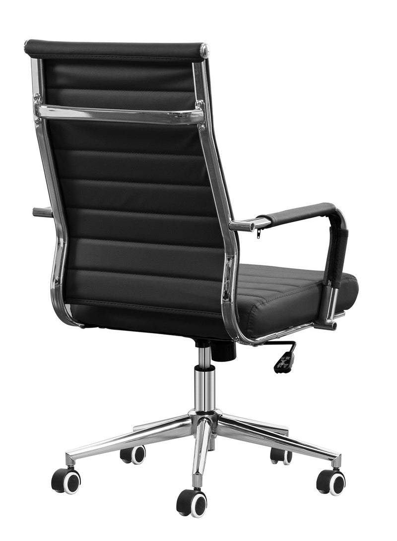 Eclife Home Office Chair Ribbed,Modern Leather Conference Room Chairs, Ergonomic Office Desk Chair, High Back Executive Computer Chair, Adjustable Swivel Chair with Arms - Image 2