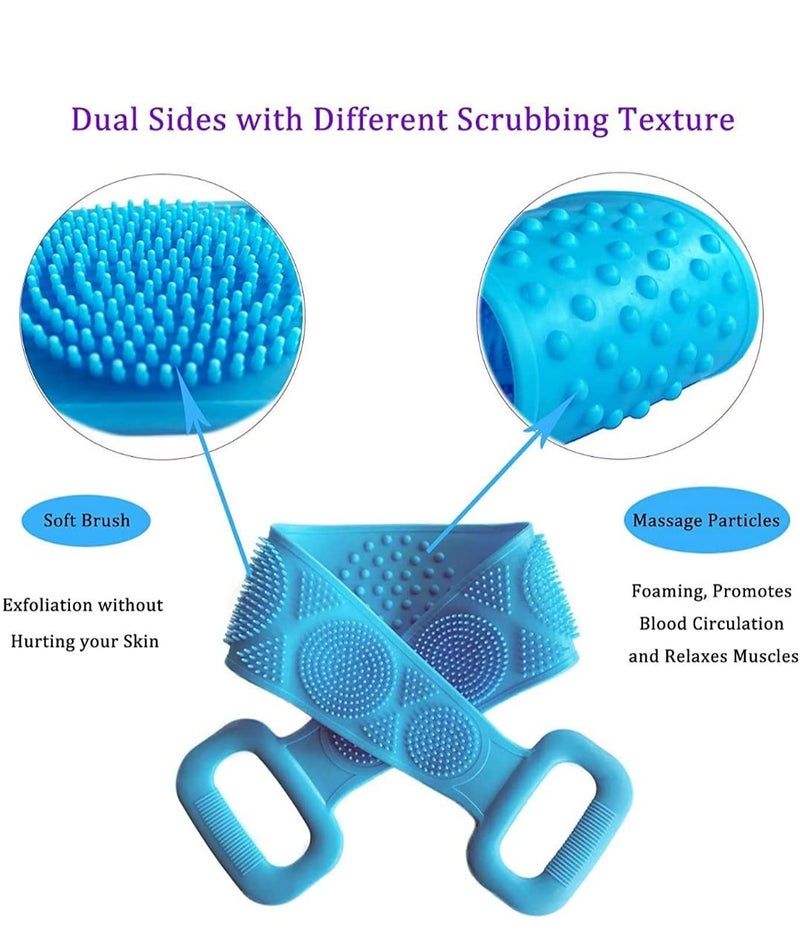 Silicone Body Back Scrubber Double Side Bathing Brush for Skin Deep Cleaning Massage Dead Skin Removal Exfoliating Belt for Shower for Men Women Multicolor - Image 2