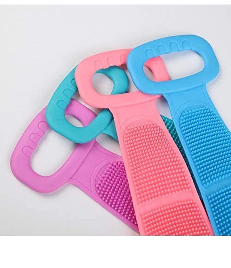 Silicone Body Back Scrubber Double Side Bathing Brush for Skin Deep Cleaning Massage Dead Skin Removal Exfoliating Belt for Shower for Men Women Multicolor - Image 1