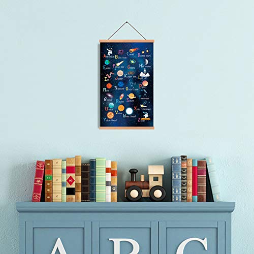 KAIRNE Framed ABC Alphabet Space Poster(28X45CM) Wall Art for Kids Room Nursery Classroom Decor - Image 3