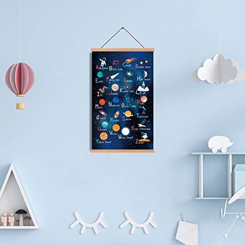 KAIRNE Framed ABC Alphabet Space Poster(28X45CM) Wall Art for Kids Room Nursery Classroom Decor - Image 2