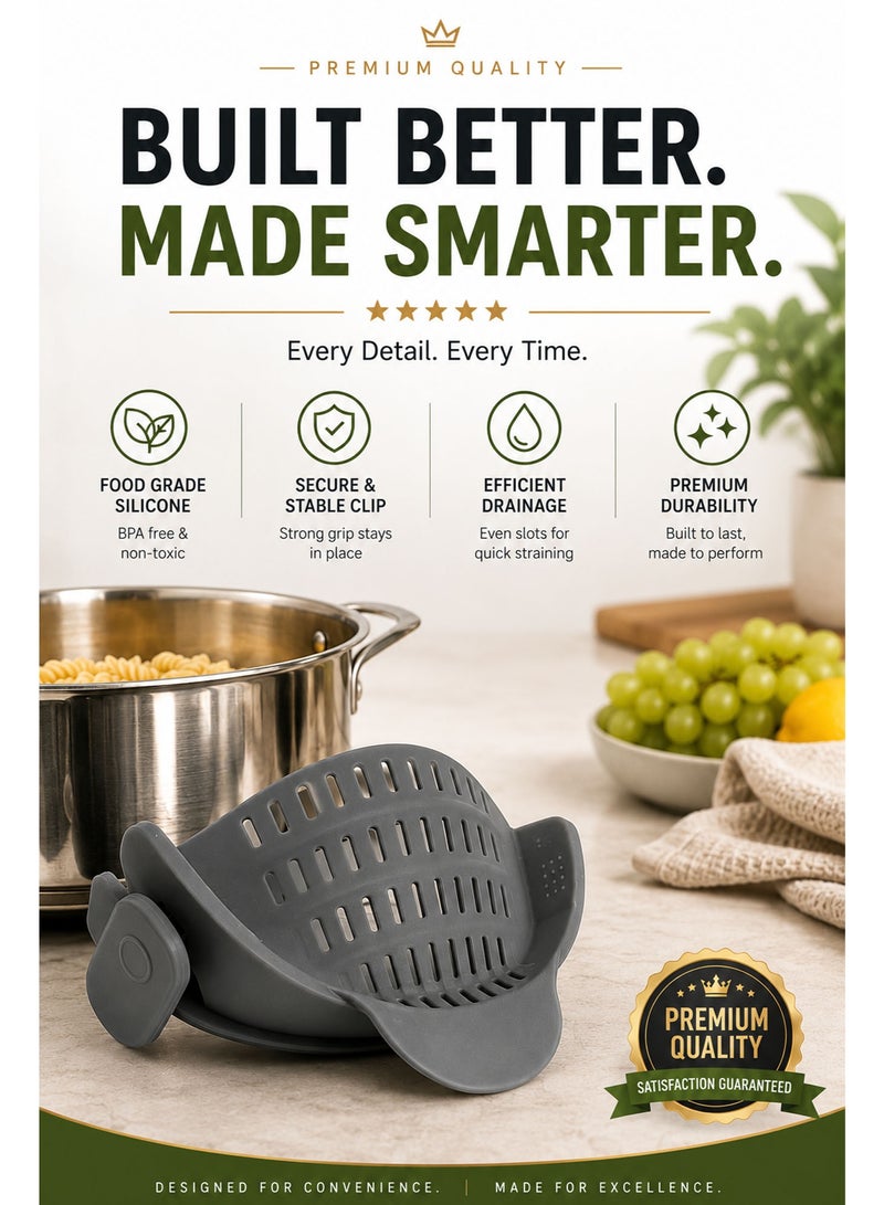 Snap N Strain Clip-On Silicone Pot Strainer, Adjustable Pasta & Food Strainer for Pots, Pans & Bowls, Heat Resistant Kitchen Colander, Dishwasher Safe - Image 5