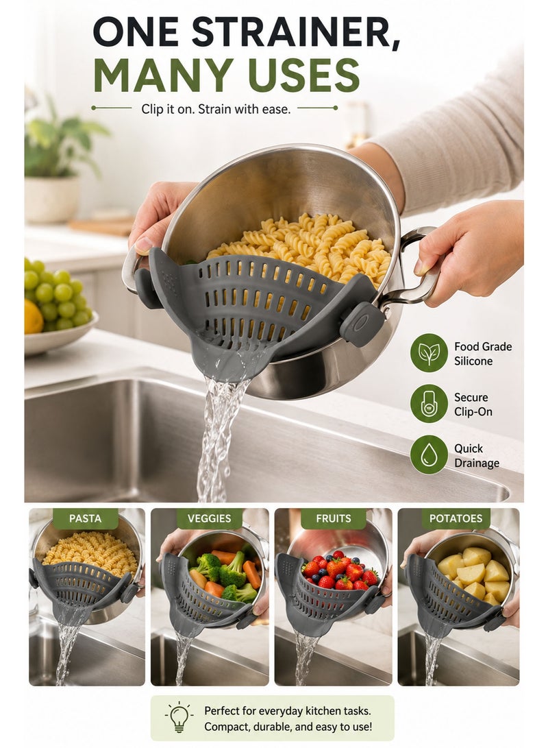Snap N Strain Clip-On Silicone Pot Strainer, Adjustable Pasta & Food Strainer for Pots, Pans & Bowls, Heat Resistant Kitchen Colander, Dishwasher Safe - Image 4