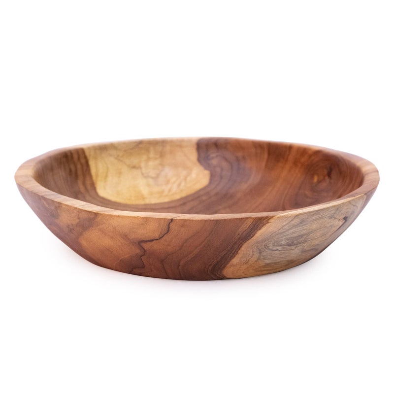 ANDALUCA ANDALUCA Rustic Teak Wood Hand Carved Organic Bowl 1112 Diameter 