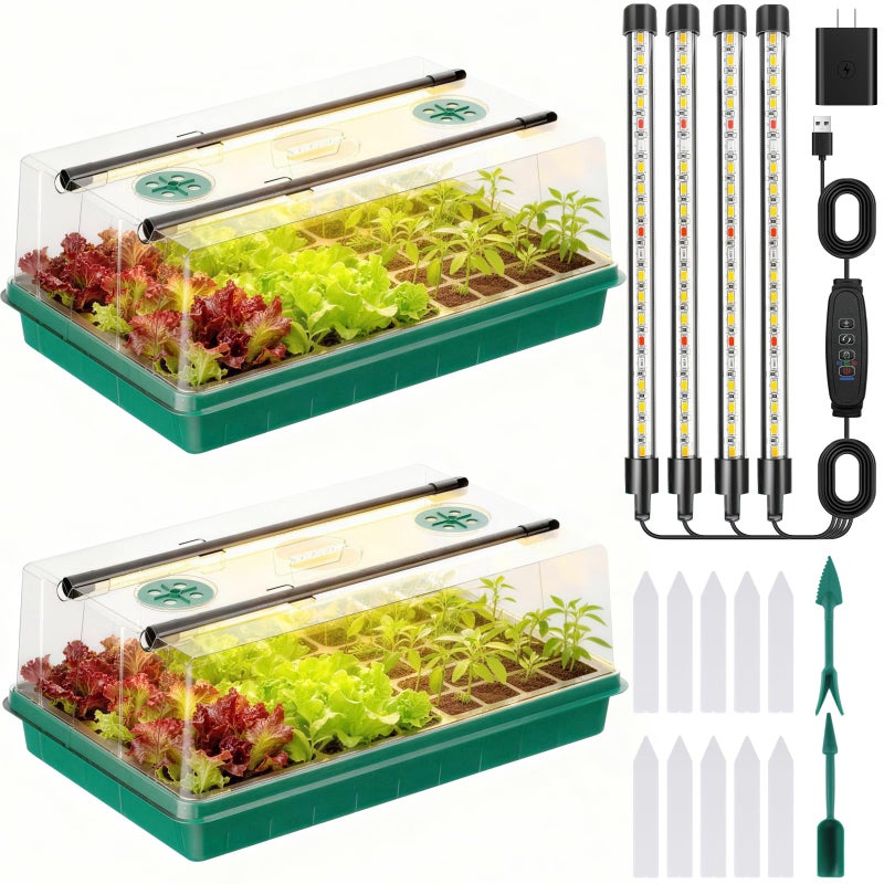 Adawook Seed Starter Tray, Seed Starter Kit with Grow Lights, Color Change Grow Lights for Seed Starting Kit, 3 Timming Set, Indoor Plant Growing Kit for Gardeners, Germination Trays Kits, Gardening Gifts - Image 1