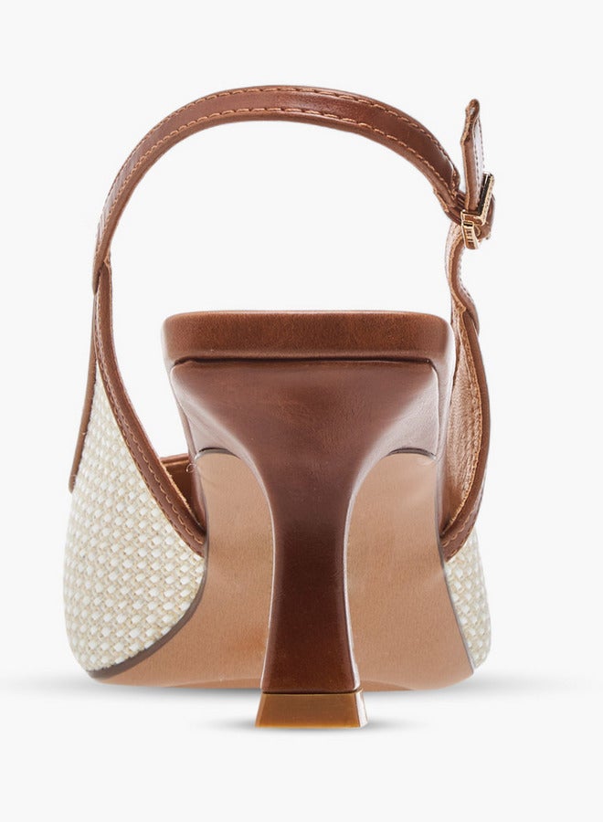 Celeste Women's Textured Slingback Sandals with Kitten Heels and Buckle Closure - Image 5