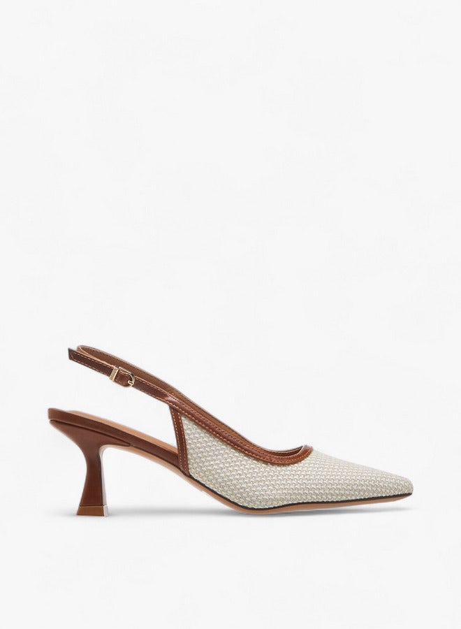 Celeste Women's Textured Slingback Sandals with Kitten Heels and Buckle Closure - Image 3