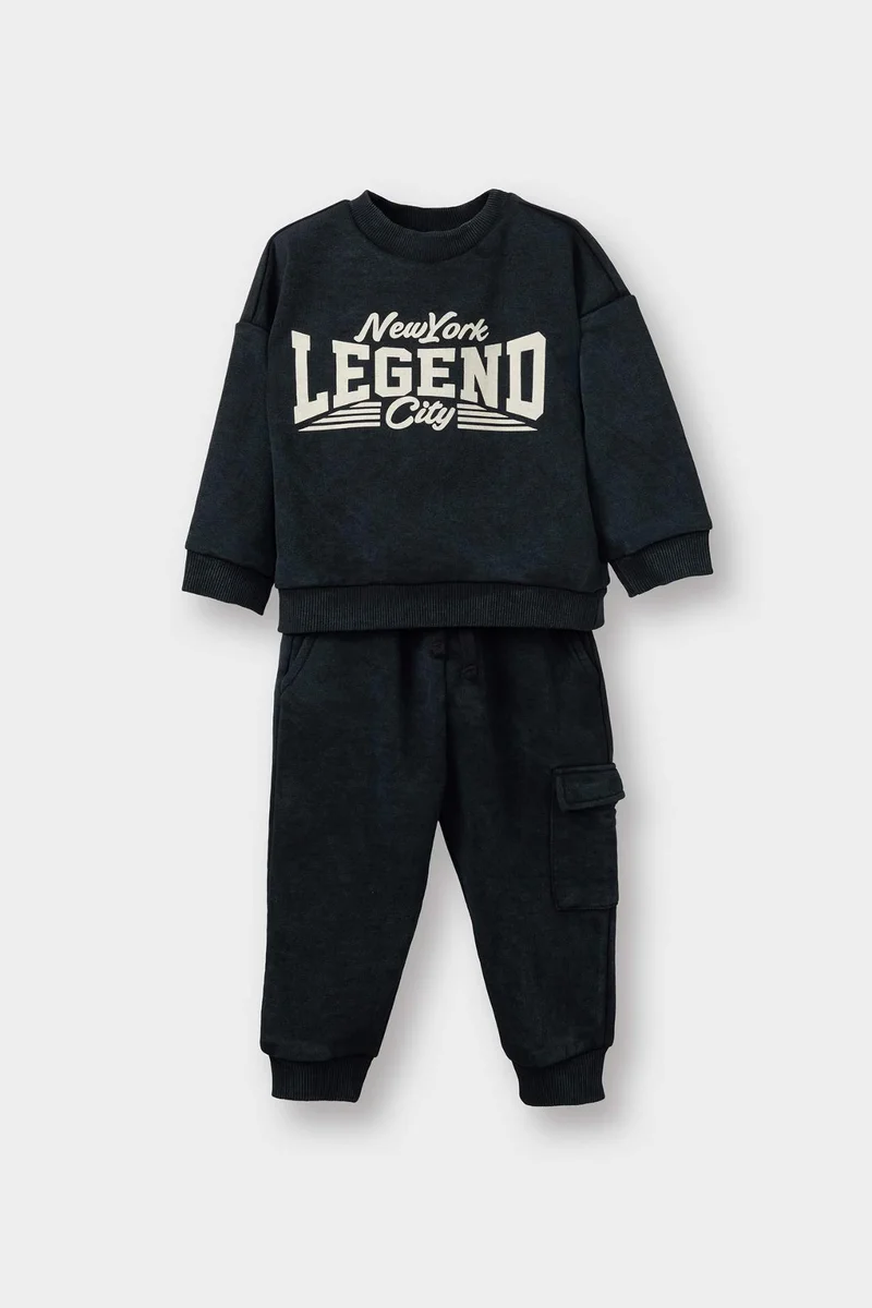 DeFacto Baby Boy Slogan Printed 2 Piece Set