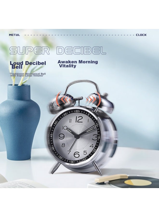 Polaris Polaris Alarm Clock, Creative Design, Hour Display, Night Light, Simple Style, Specially For Student Dormitory, Bedroom Bedside Alarm, K6401 Silver Surface - Image 5
