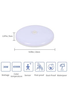 Goeco LED Ceiling Light Motion Detector, 36w Modern Round Ceiling Led Lamp Waterproof Led Ceiling Light for Outdoor, Bathroom  - Image 2