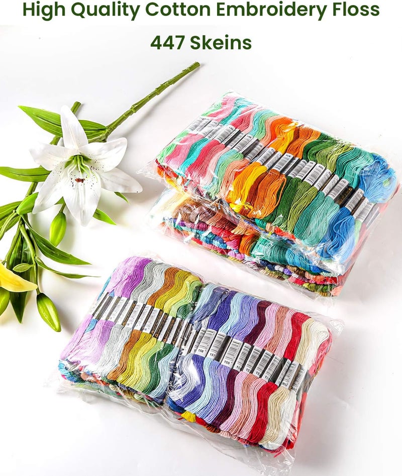 Caydo 447 Color Embroidery Floss, Cross Stitch Threads with 20 Pieces Floss Bobbins for Friendship Bracelets Arts DIY Crafts - Image 2