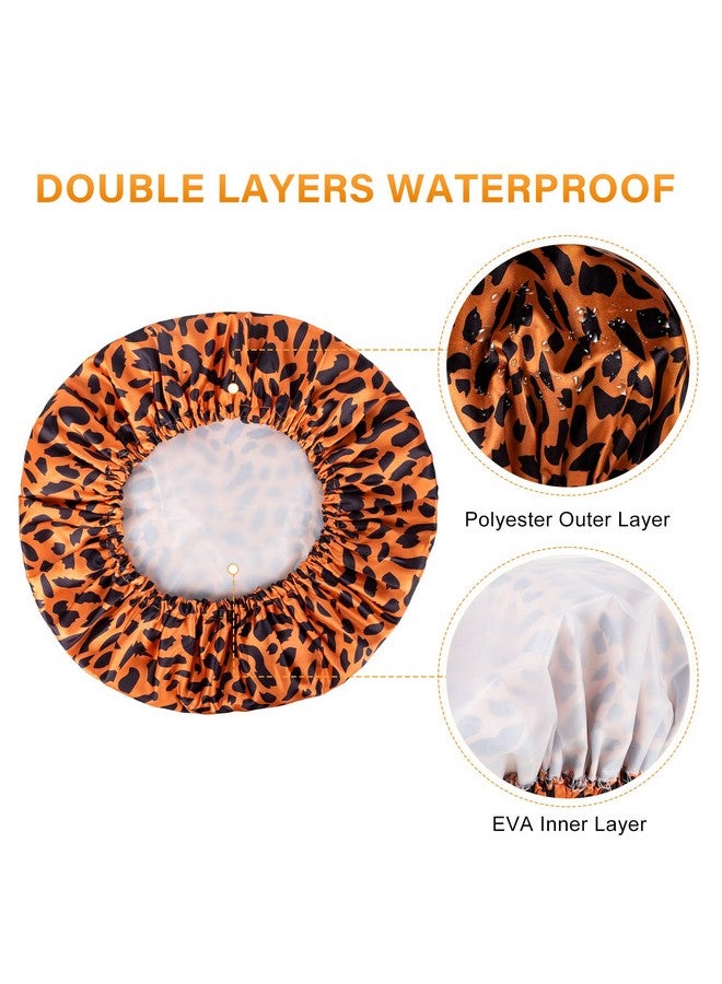 أمازيرباث قبعة دش للنساء، 4 قطع قبعات استحمام مقاومة للماء، قبعات حمام عصرية قابلة لإعادة الاستخدام، قبعة شعر إيفا لطبقات مزدوجة مقاومة للماء، قبعة استحمام مرنة للسيدات، صالون سبا، مقاس متوسط - Image 5