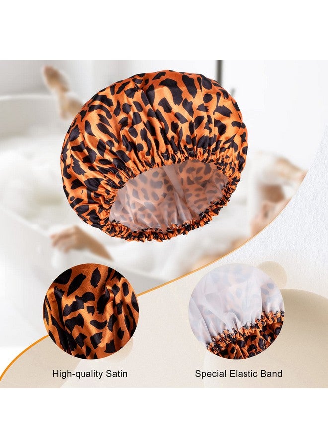 أمازيرباث قبعة دش للنساء، 4 قطع قبعات استحمام مقاومة للماء، قبعات حمام عصرية قابلة لإعادة الاستخدام، قبعة شعر إيفا لطبقات مزدوجة مقاومة للماء، قبعة استحمام مرنة للسيدات، صالون سبا، مقاس متوسط - Image 4