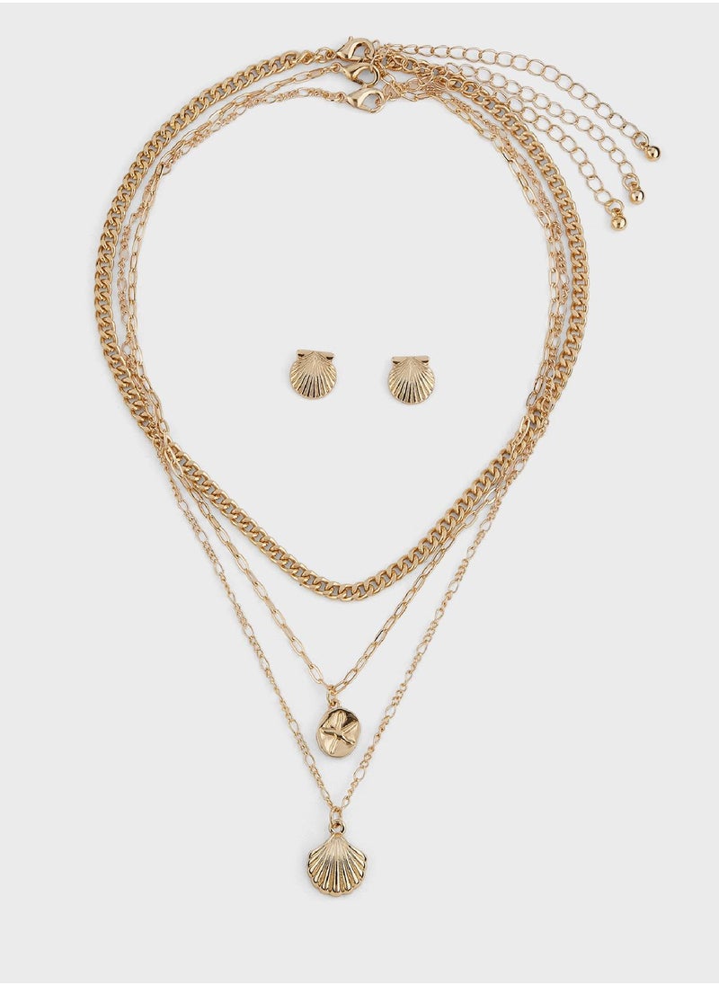 Ginger 3 Pack Shell Necklace & Earrings Set  - Image 1