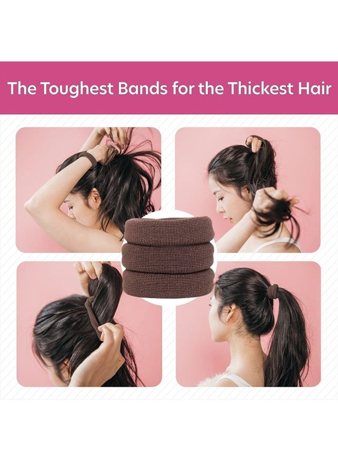 Burlybands Large Hair Ties for Thick Heavy or Curly Hair. No Slip No Damage Seamless Ponytail Holders Scrunchies Sports Thick Hair Ties - Hair Bands - Curly Hair Accessories (Brown 3 Pcs) - Image 2