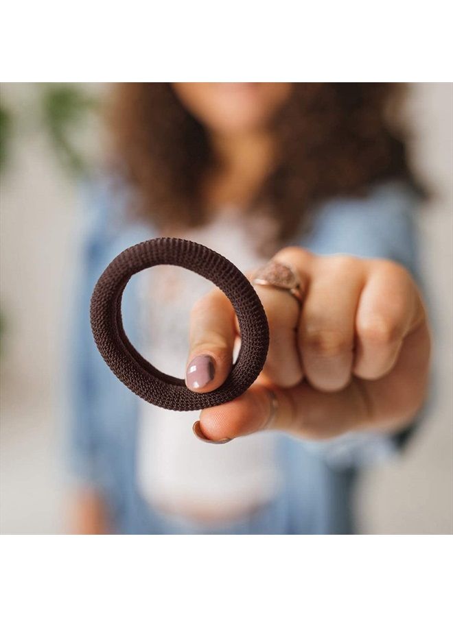 Burlybands Large Hair Ties for Thick Heavy or Curly Hair. No Slip No Damage Seamless Ponytail Holders Scrunchies Sports Thick Hair Ties - Hair Bands - Curly Hair Accessories (Brown 3 Pcs) - Image 4