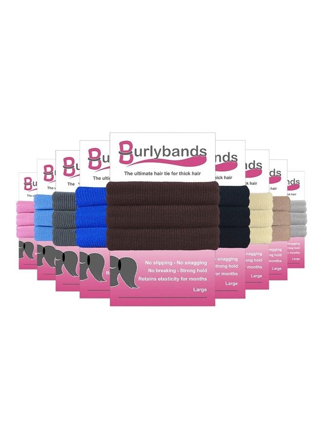 Burlybands Large Hair Ties for Thick Heavy or Curly Hair. No Slip No Damage Seamless Ponytail Holders Scrunchies Sports Thick Hair Ties - Hair Bands - Curly Hair Accessories (Brown 3 Pcs) - Image 1