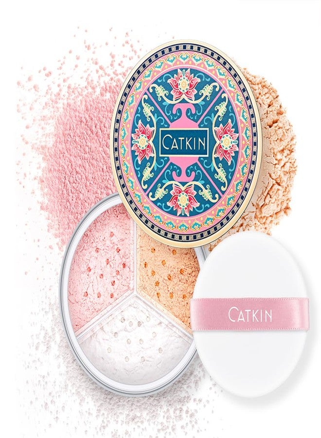 CATKIN بودرة تثبيت فضفاضة من كاتكين - بودرة نهائية متلألئة شفافة، 3 ألوان لتوحيد لون البشرة، بودرة للتحكم في الزيت وتقليل المسام مع إسفنجة فلوور (0.42 أونصة، C01 متلألئ للبشرة الدهنية) - Image 1