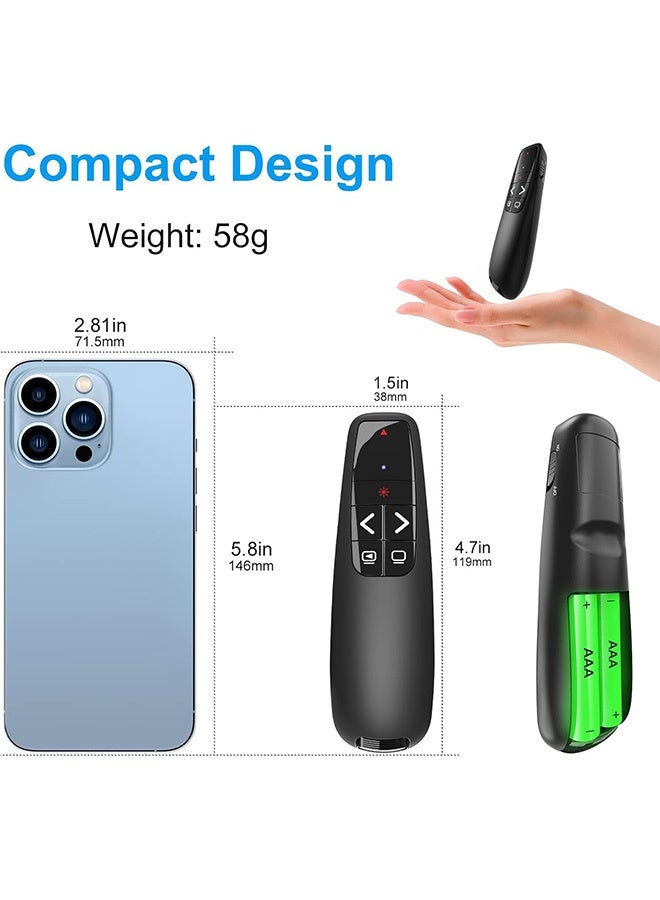 جهاز تحكم عن بعد لاسلكي لعرض PowerPoint: جهاز تحكم عن بعد USB من النوع C مع مؤشر ليزر أحمر للتحكم في PPT بعيد المدى - Power Point Google Slide Advance لأجهزة الكمبيوتر المحمولة وأجهزة الكمبيوتر الشخصية وأجهزة الكمبيوتر الشخصية Keynote - Image 2