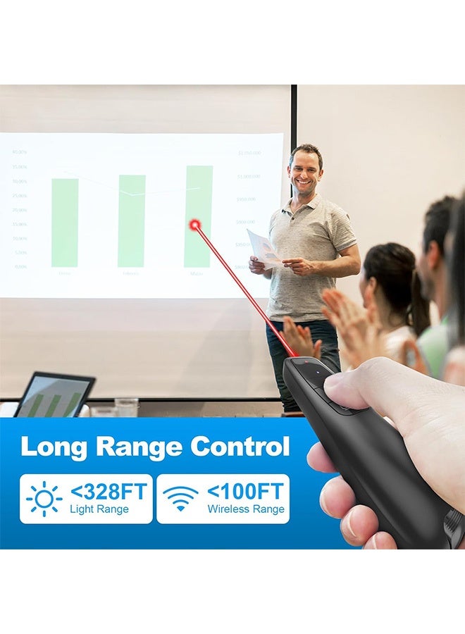 Wireless Presentation Clicker PowerPoint Presenter Remote : USB Type C Clicker with Red Laser Pointer Long Range PPT Control -Power Point Google Slide Advancer for Mac Laptop PC Computer Keynote