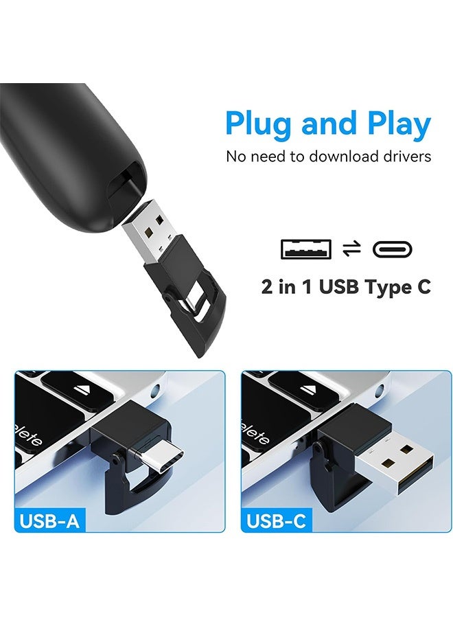 جهاز تحكم عن بعد لاسلكي لعرض PowerPoint: جهاز تحكم عن بعد USB من النوع C مع مؤشر ليزر أحمر للتحكم في PPT بعيد المدى - Power Point Google Slide Advance لأجهزة الكمبيوتر المحمولة وأجهزة الكمبيوتر الشخصية وأجهزة الكمبيوتر الشخصية Keynote - Image 3