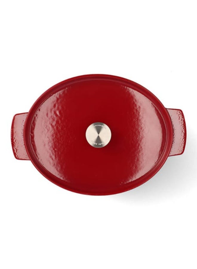 KitchenAid Cast Iron Oval Casserole with Lid Empire Red 30cm CC006063-001 - Image 3