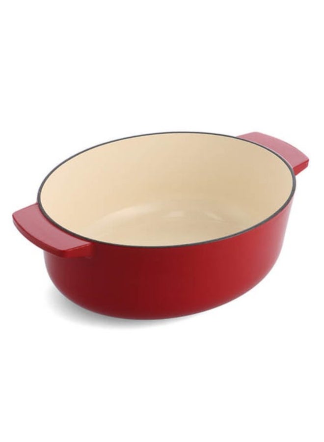 KitchenAid Cast Iron Oval Casserole with Lid Empire Red 30cm CC006063-001 - Image 4