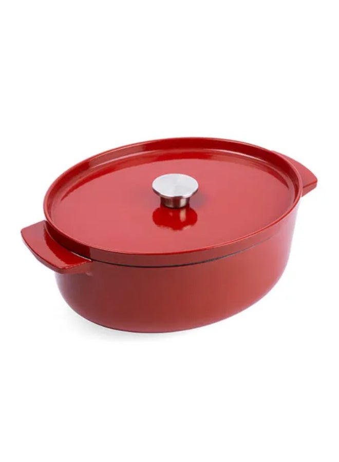 KitchenAid Cast Iron Oval Casserole with Lid Empire Red 30cm CC006063-001 - Image 1