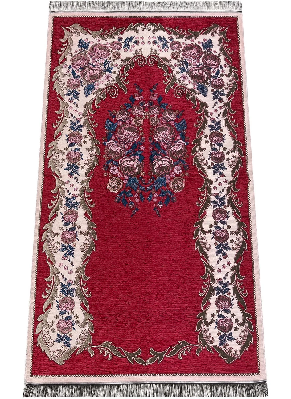 İhvan Online Luxury Gülce Chenille Prayer Rug Red
