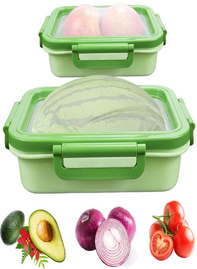 Abnaok 2PCS Reusable Large Fruit And Veggie Savers, Silicone Fruit Storage Box, Fruit Storage Pods For Food Saver, Ideal For Roast Chicken, Garlic, Onions, Lemons, Watermelon and Potatoes - Image 1