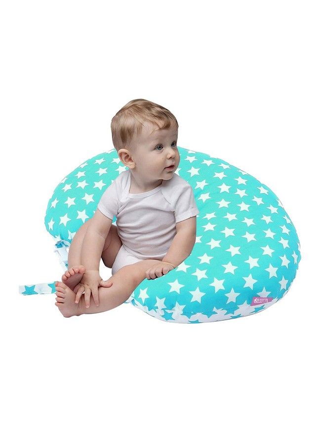 Get It Cotton 5 In 1 Feeding Pillow With Detachable Cover New Born Portable Breast Feeding Pillow For Baby And Mom (Blue Star Pack Of 1) - Image 2